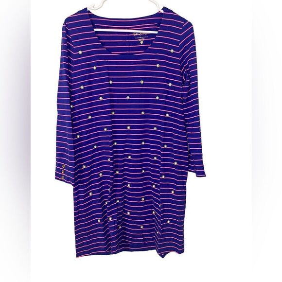 Lilly Pulitzer Pearl Beaded Cotton Striped Shift Dress - Picture 1 of 6